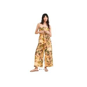 Girl and the Sun Waterfront‎ Green and Yellow Strapless Jumpsuit in Size Medium.